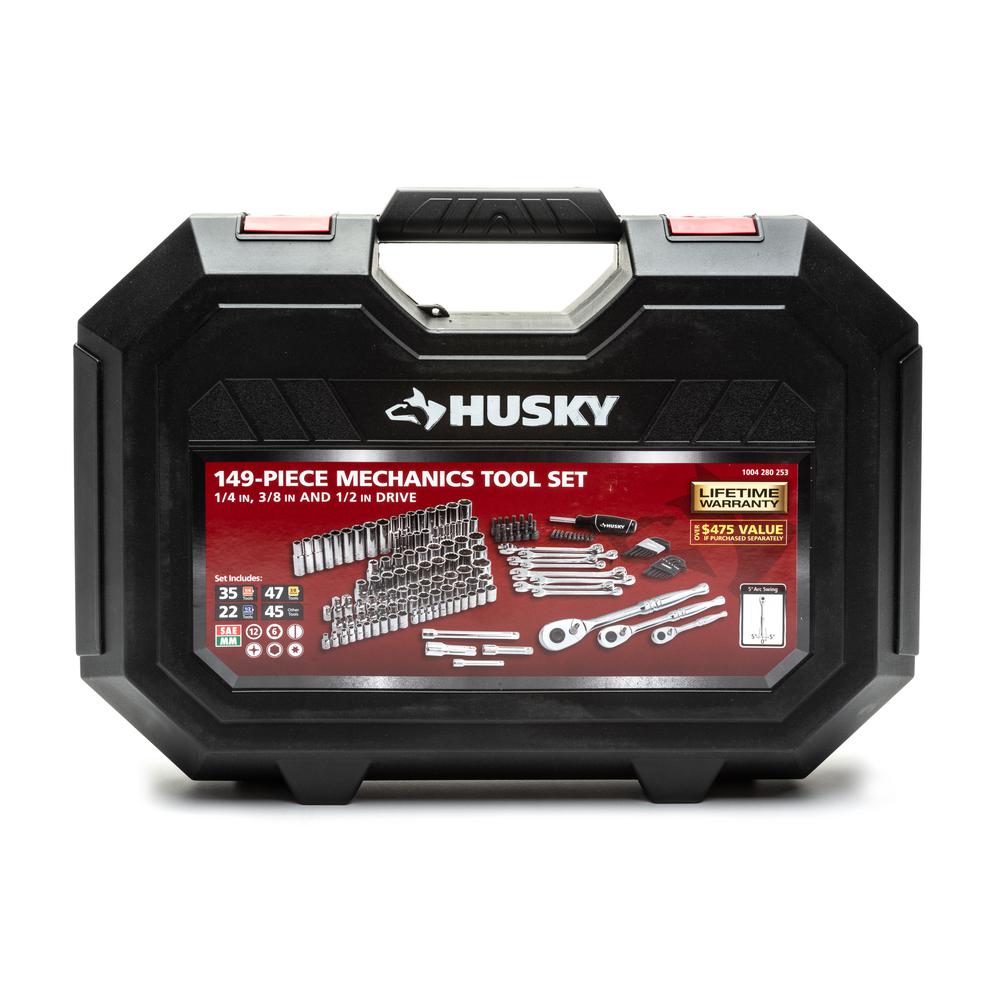 HUSKY 149 Piece Mechanics Tool Set with Case SAE Metric Socket Wrench DIY Repair