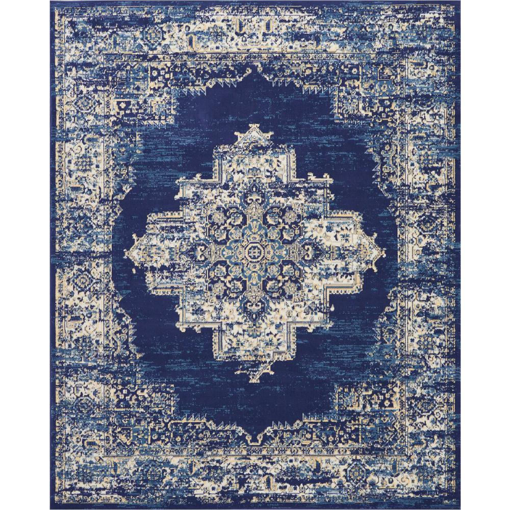 Nourison Grafix 8 Ft X 10 Blue Persian Area Rug