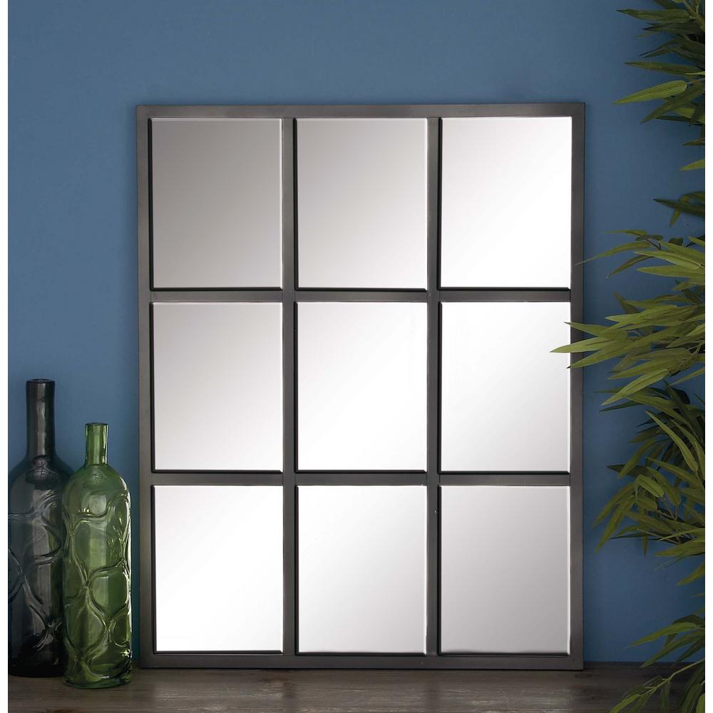 33 In X 26 9 Panel Gray Framed Wall Mirror