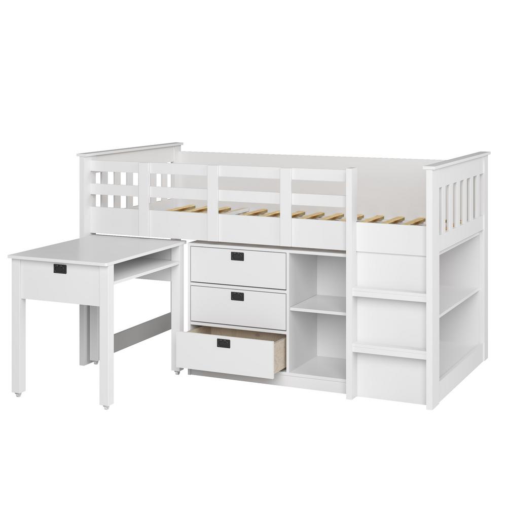 Corliving Madison 4 Piece All In One Single Twin Loft Bed Snow Corliving Madison 4 Piece All In One Single Twin Loft Bed Snow