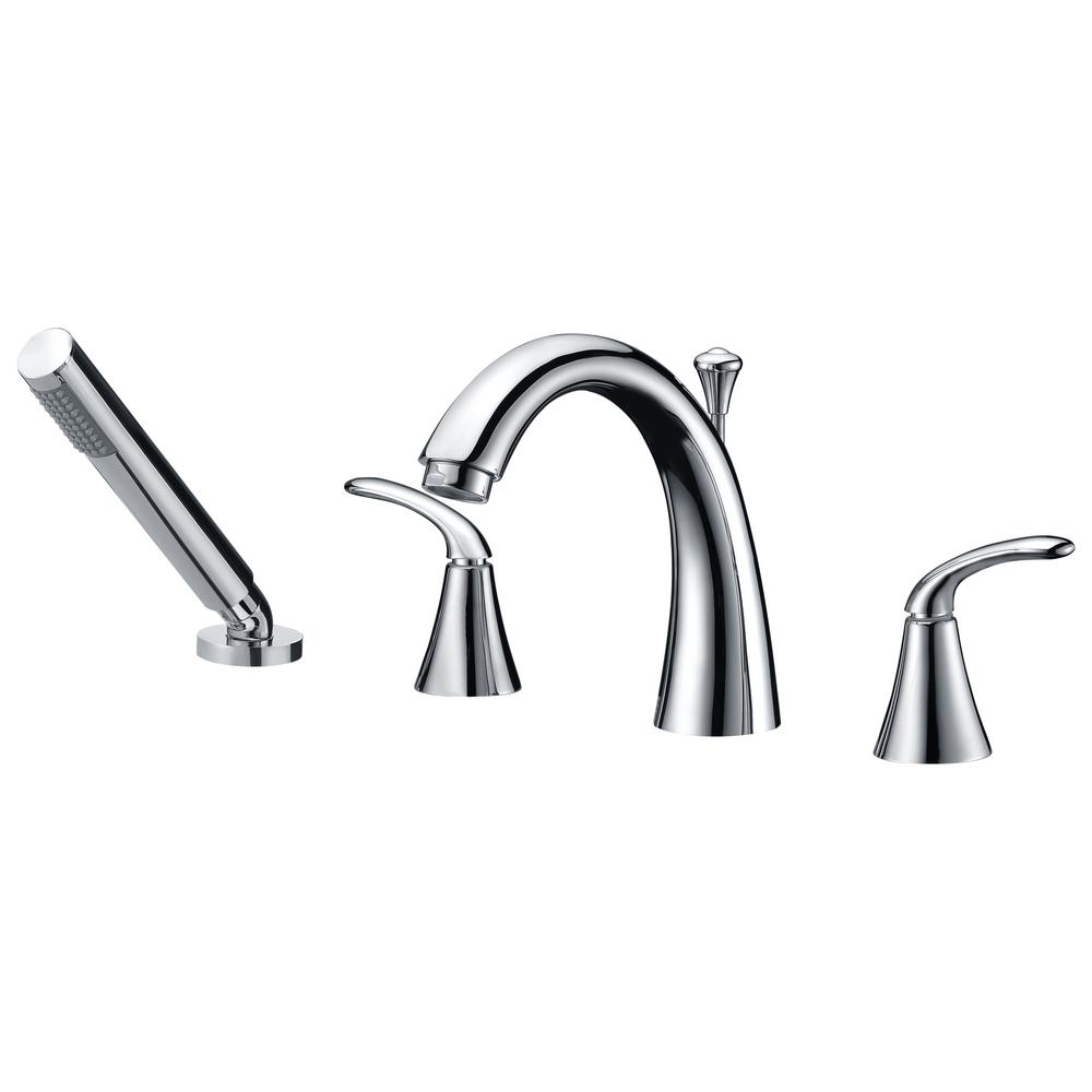 ANZZI Fawn Series 2-Handle Deck-Mount Roman Tub Faucet with Handheld Sprayer in... by ANZZI