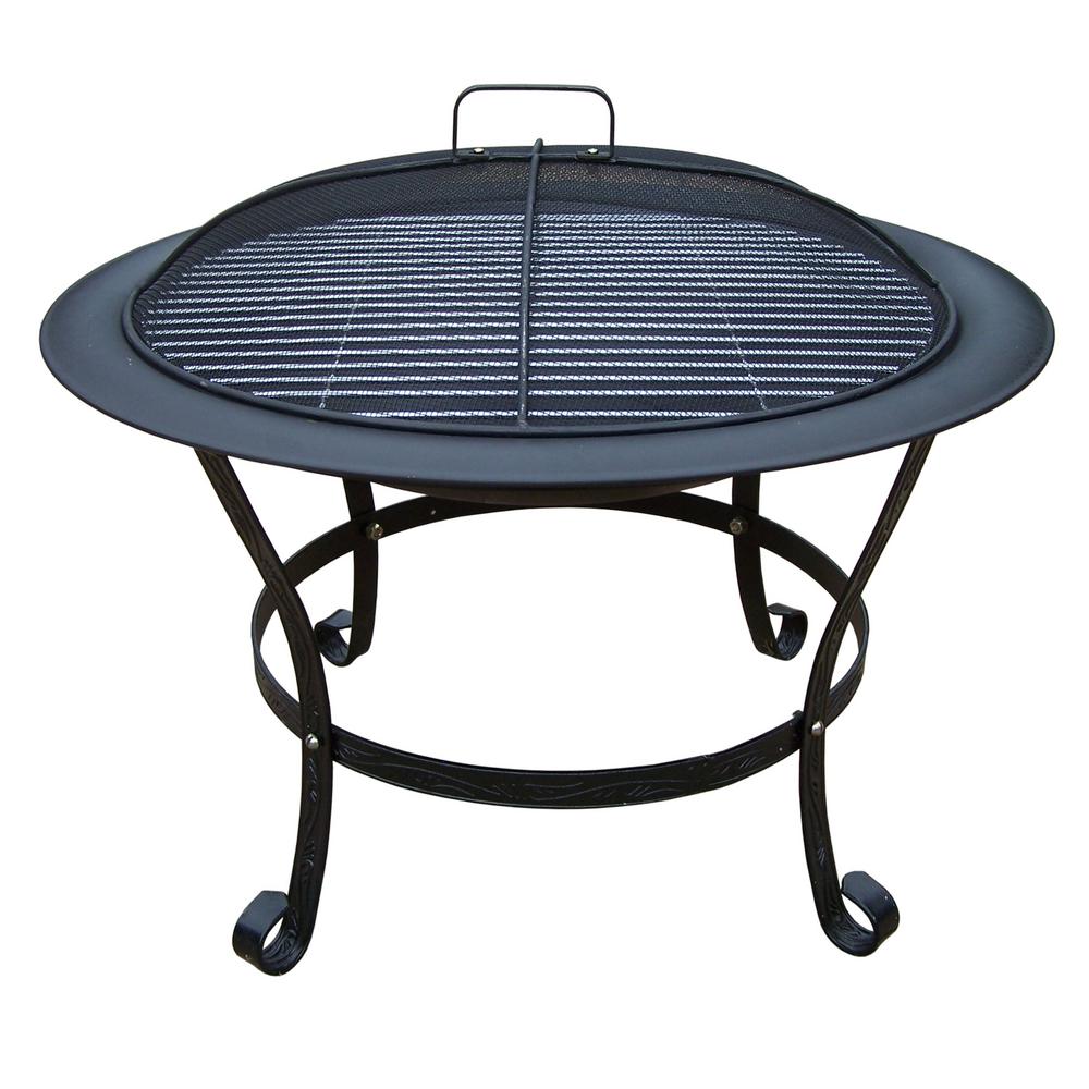 30 In Round Fire Pit With Grill And Spark Guard Screen Lid Hd8034