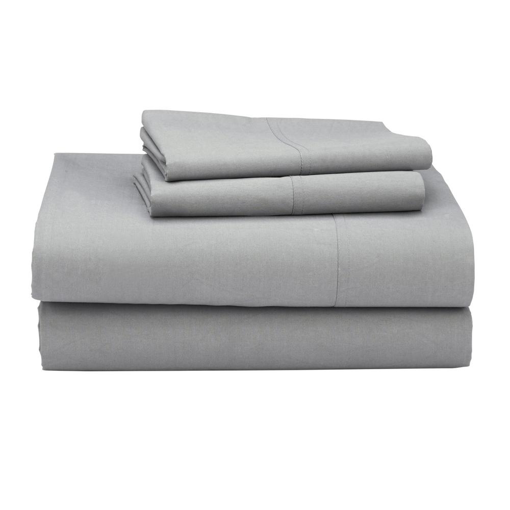 The Company Clic 4 Piece Mineral Gray 210 Thread Count The Company Clic 4 Piece Mineral Gray 210 Thread Count Percale Full Sheet Set