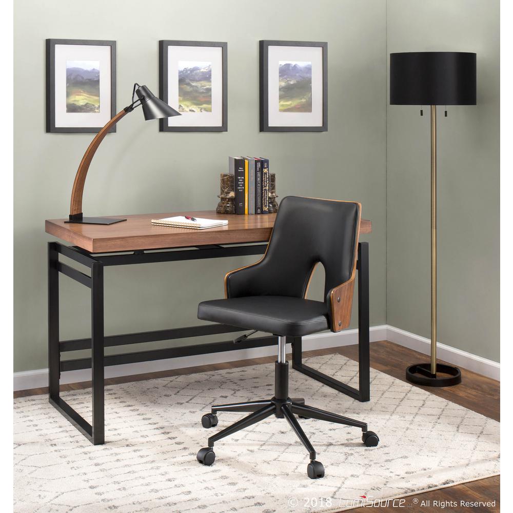 Lumisource Stella Walnut And Black Faux Leather Office Chair