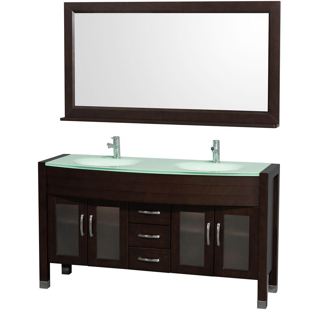 Wyndham Collection Daytona 60 In Double Vanity Espresso With Wyndham Collection Daytona 60 In Double Vanity Espresso With Glass Top Aqua