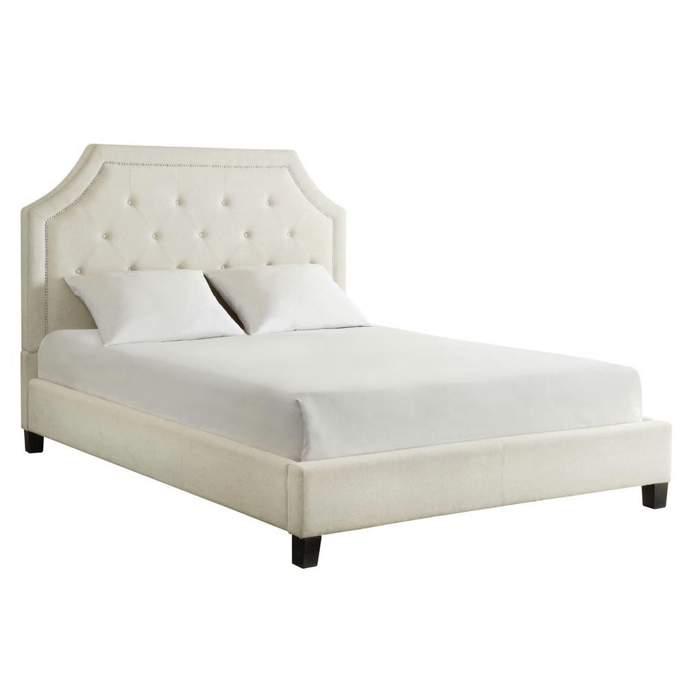 Monarch White Queen Upholstered Bed