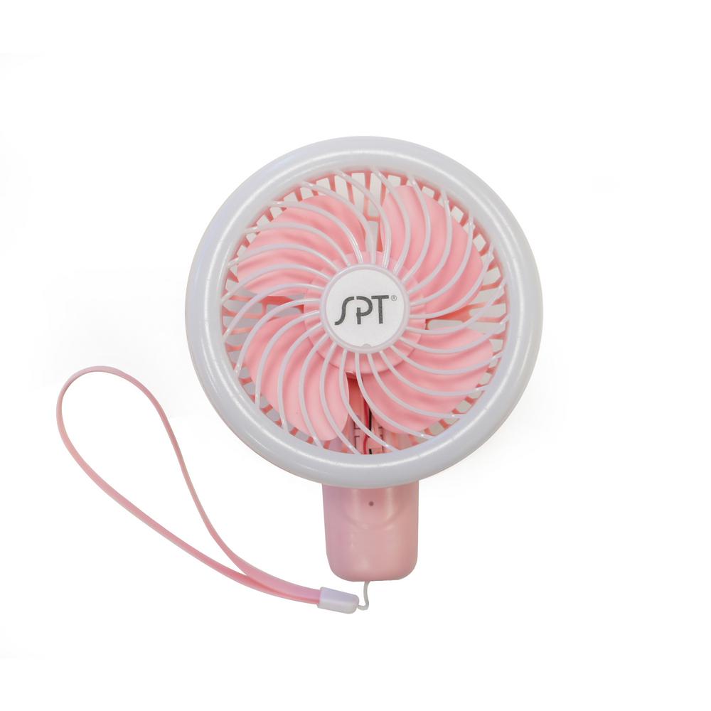 SPT 4.75 in. Handheld LED Personal Fan in PinkSF007P The Home Depot
