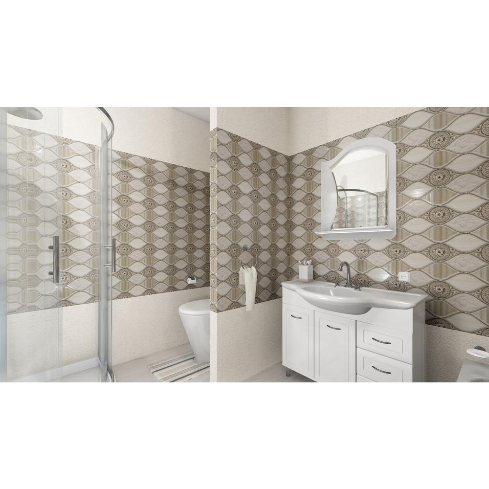 ft. 3.2 ft x 1.6 ft Flowers Interior Design Wall Paneling Decor Dundee Deco P459694 Off-White 96cm x 48cm PVC 3D Wall Panel 0.46 sq. m 5.12 sq Silver Faux Waves