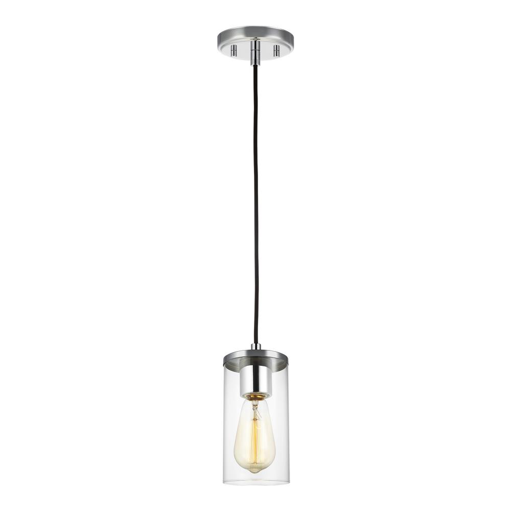 Sea Gull Lighting Zire 1 Light Chrome Mini Pendant With Clear Glass Shade