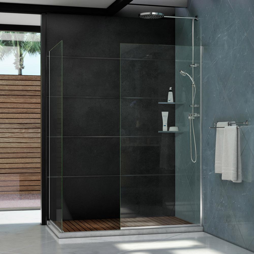 DreamLine Linea 34 in. x 30 in. x 72 in. SemiFrameless Corner Fixed Shower Door in ChromeSHDR