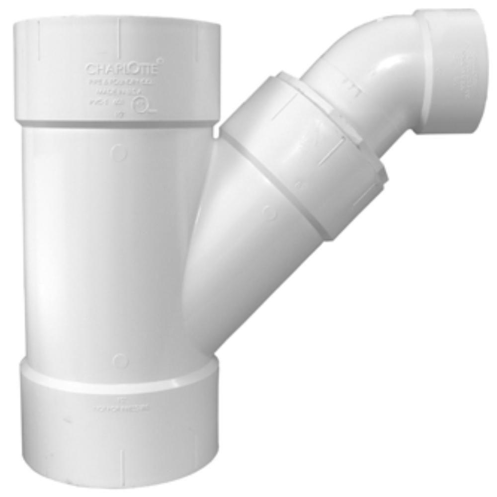 NEW Charlotte Pipe Reducing Wye Y 6 x 6 x 3 In Hub PVC White Schedule 40