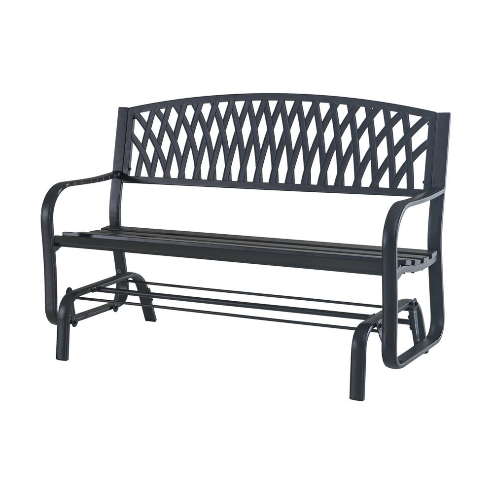 Hampton Bay Flintridge Black Outdoor Patio Glider L Dnc1418pst A The Home Depot Hampton Bay Flintridge Black Outdoor, Outdoor Patio Glider
