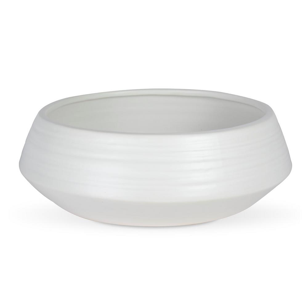 Vasesource Taos 14 in. Dia White Ceramic PotTAOS514WH The Home Depot