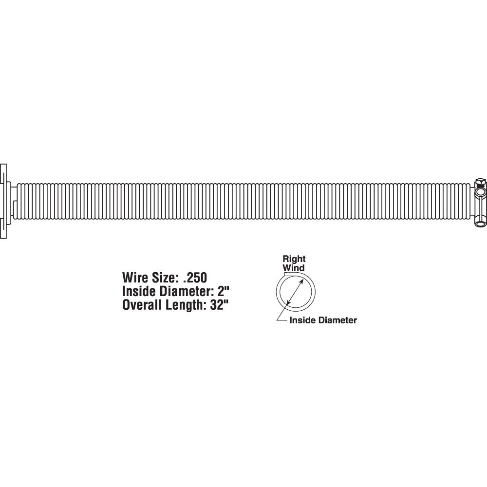 1 75 Inside Diameter Gdn Garage Door Torsion Spring 0 25