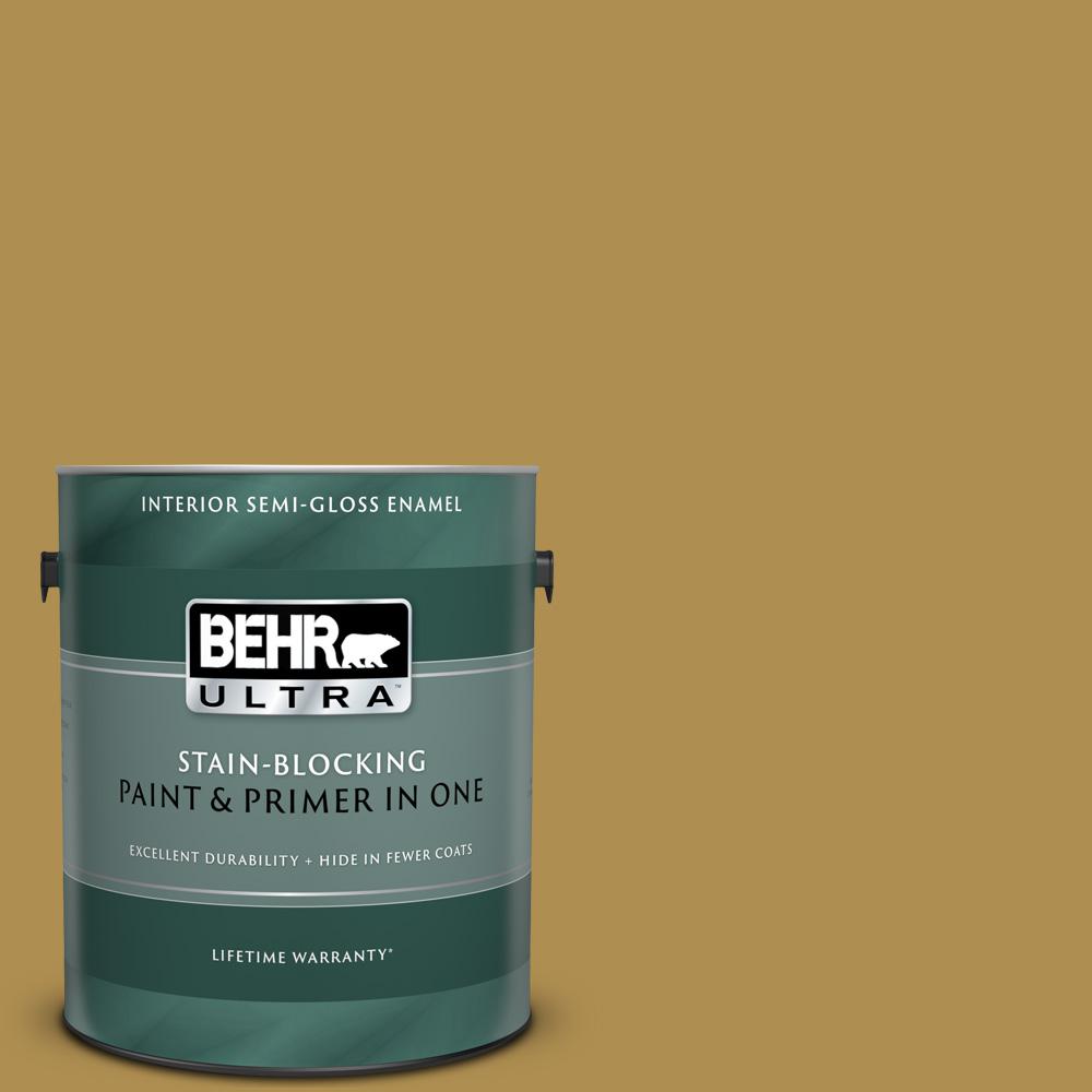 BEHR ULTRA 1 gal. 350D6 Bronze Green SemiGloss Enamel Interior Paint