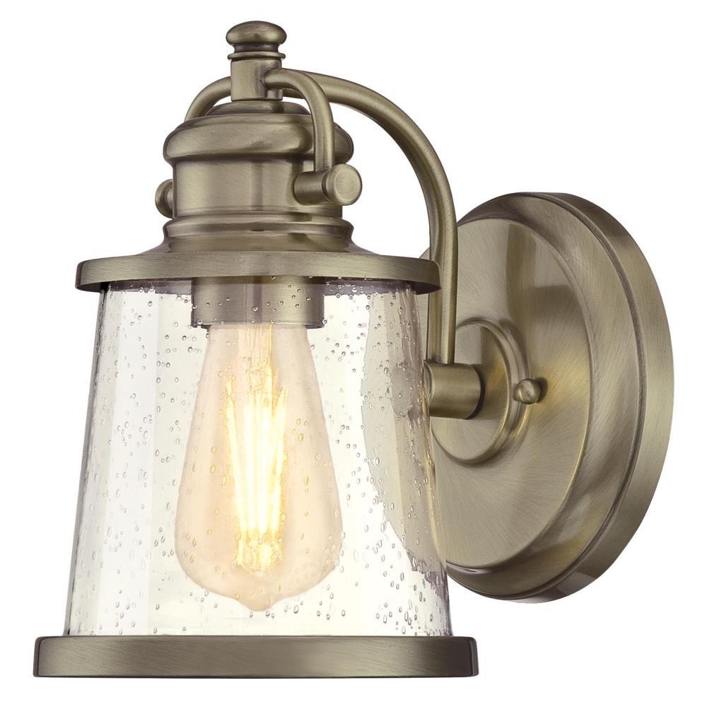 Westinghouse Emma Jane Small 1 Light Antique Brass Outdoor Wall Mount Lantern With Clear Seeded