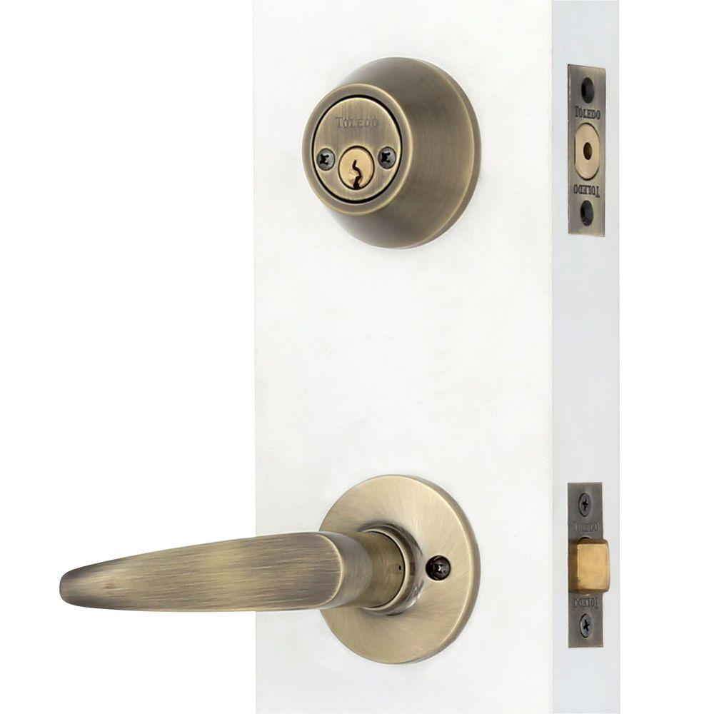 Antique Bronze Handleset Entry Door Reversible Cordoba Double Cylinder