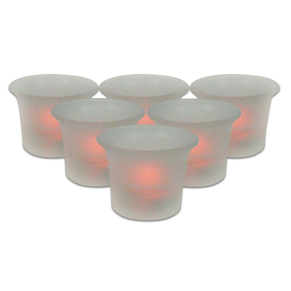 2 in. Frosted Cup Votive with Amber Flickering Flame (Set of 6)45341