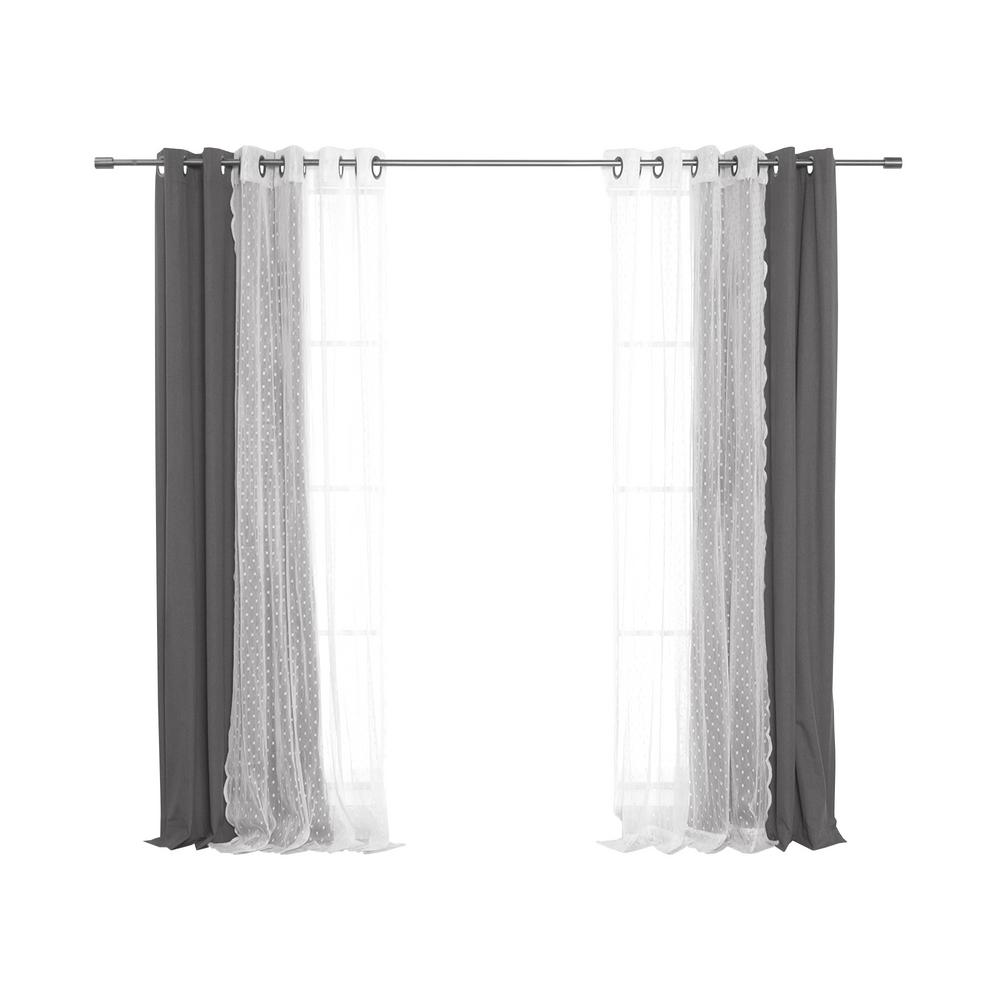 Taupe Two Curtains 84 inch Length White Levtex Home Lined Ikat Stripe Window Panels with Rod Pocket Charcoal 100/% Cotton Grey Santa Fe