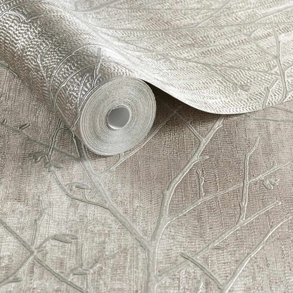 Graham & Brown Evita Water Silk Sprig Rose Gold Wallpaper Sample