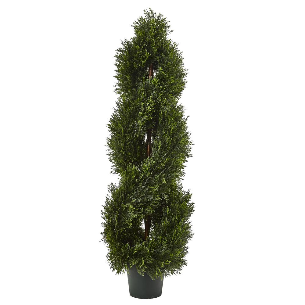 Nearly Natural Indoor And Outdoor 48 In Boxwood Spiral Topiary With Planter 5475 The Home Depot