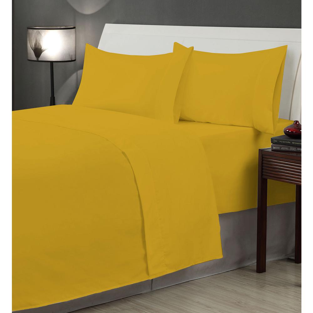 Casual Living 6 Piece Honey Mustard Solid Microfiber King Sheet