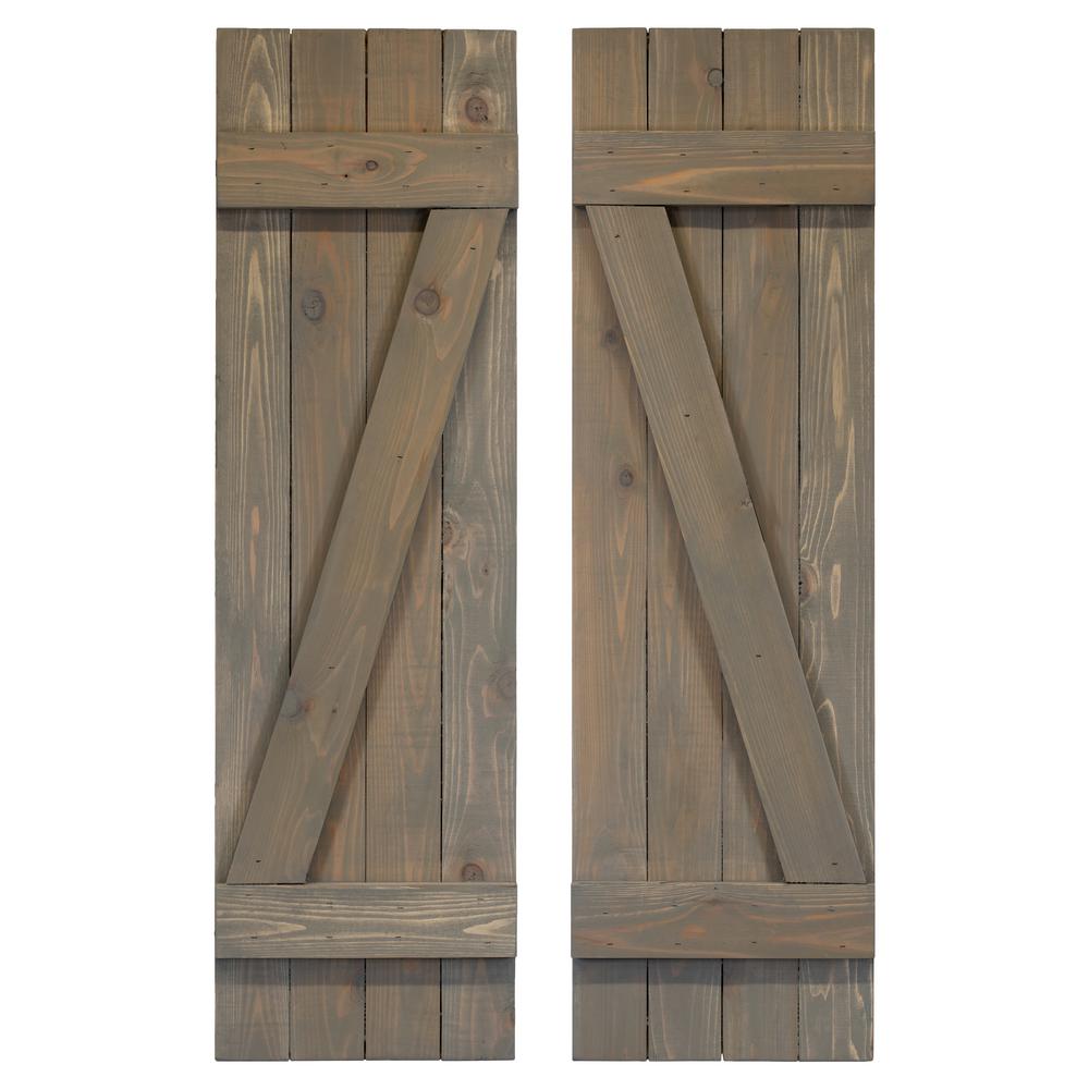 Dogberry Collections 14 in. x 48 in. Board and Batten Z Shutters Pair