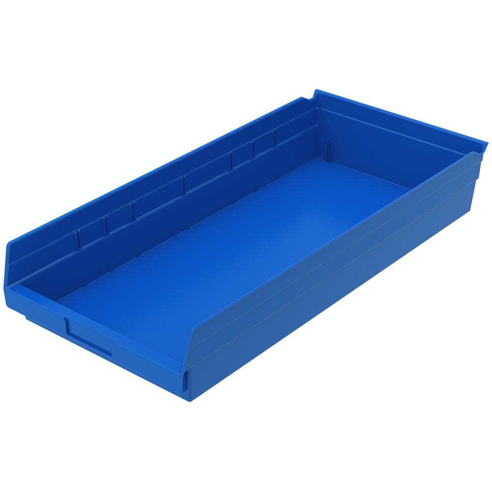 Akro-Mils 30174 Plastic Nesting Shelf Bin Storage Box, 24" Deep, Blue - Set of 6