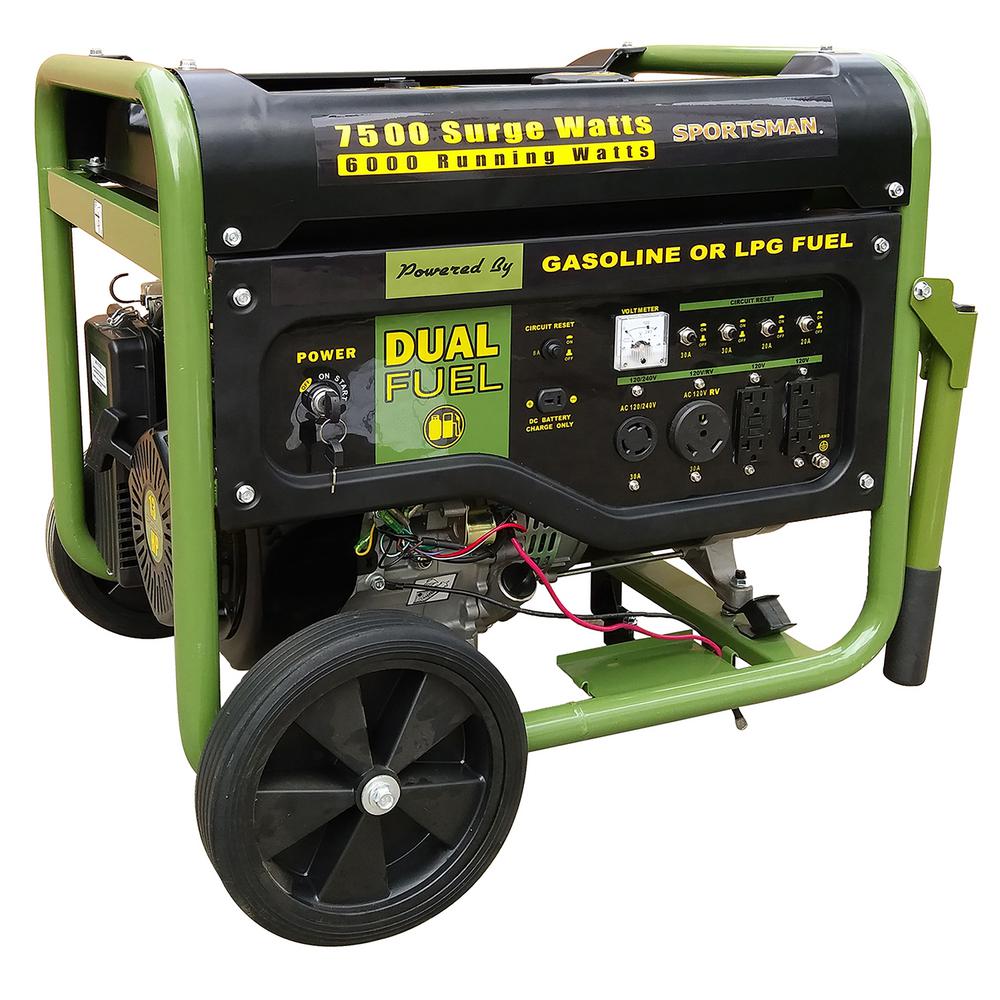 Sportsman 7,500Watt/6,000Watt Electric Start Dual Fuel Runs on LPG or