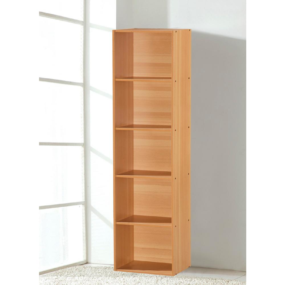 Hodedah 5Shelf, 59 in. H Beech BookcaseHID25 BEECH The Home Depot