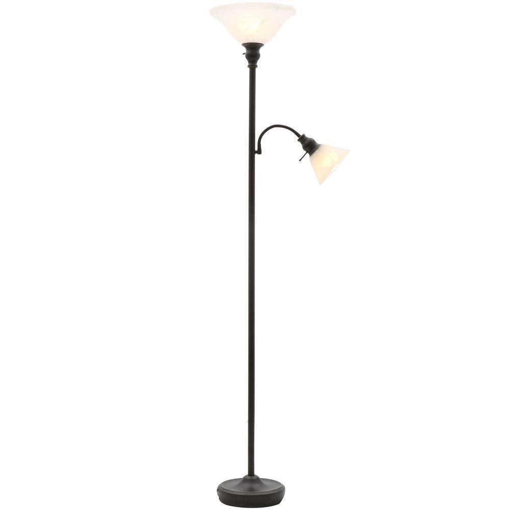 Hampton Bay 71 In Mother Daughter Torchiere Bronze With Alabaster Mother Daughter Torchiere Bronze With Alabaster Glass Shade Lamp 9 5