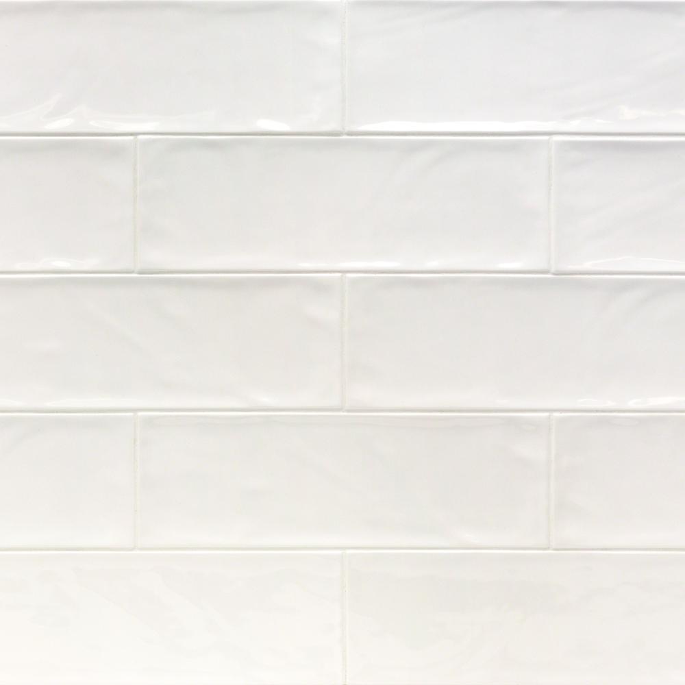 Glossy Finish White Ceramic Subway Tile 4" X 12"