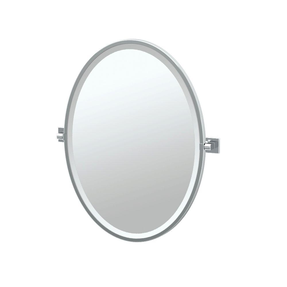 Gatco Elevate 25 In X 28 Framed Single Oval Mirror Chrome Framed Single Oval Mirror In Chrome 4059f The Home Depot