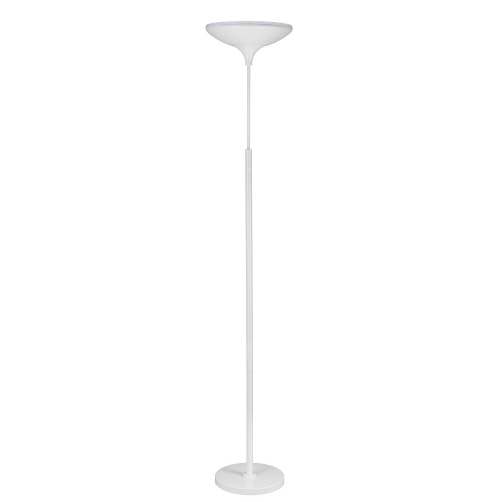 Globe Electric 71 in. Satin White LED Floor Lamp Torchiere ...