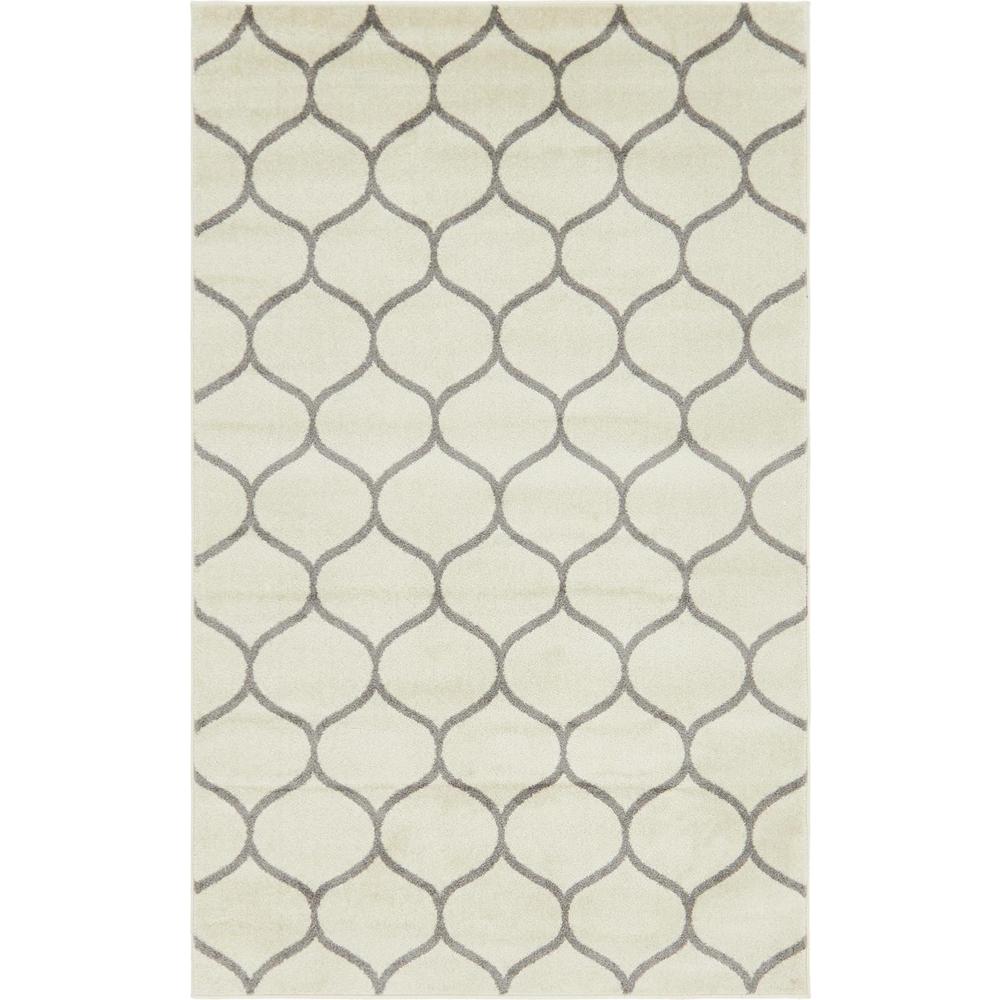 Unique Loom Trellis Frieze Rounded Ivory 5 0 X 8 Area Rug