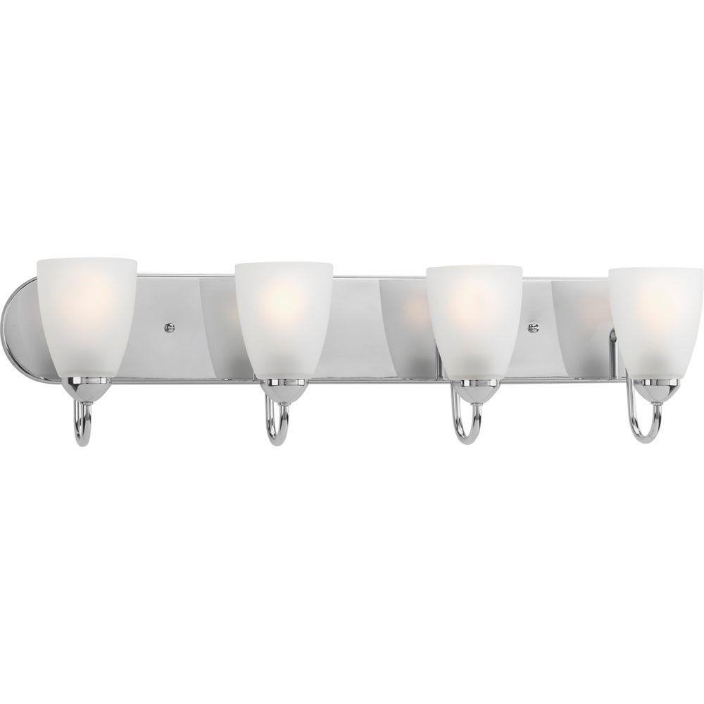 Progress Lighting Gather Collection 4 Light Brushed Nickel Vanity Progress Lighting Gather Collection 4 Light Brushed Nickel Vanity With Etched Glass Shades P2709 09 The Home Depot