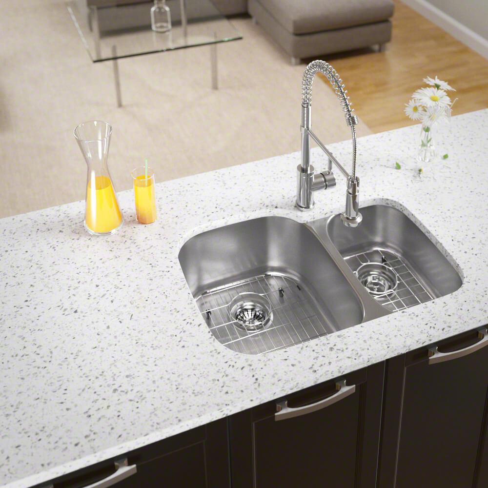 Mr Direct All In One Undermount Stainless Steel 29 Left Double Bowl Kitchen Sink