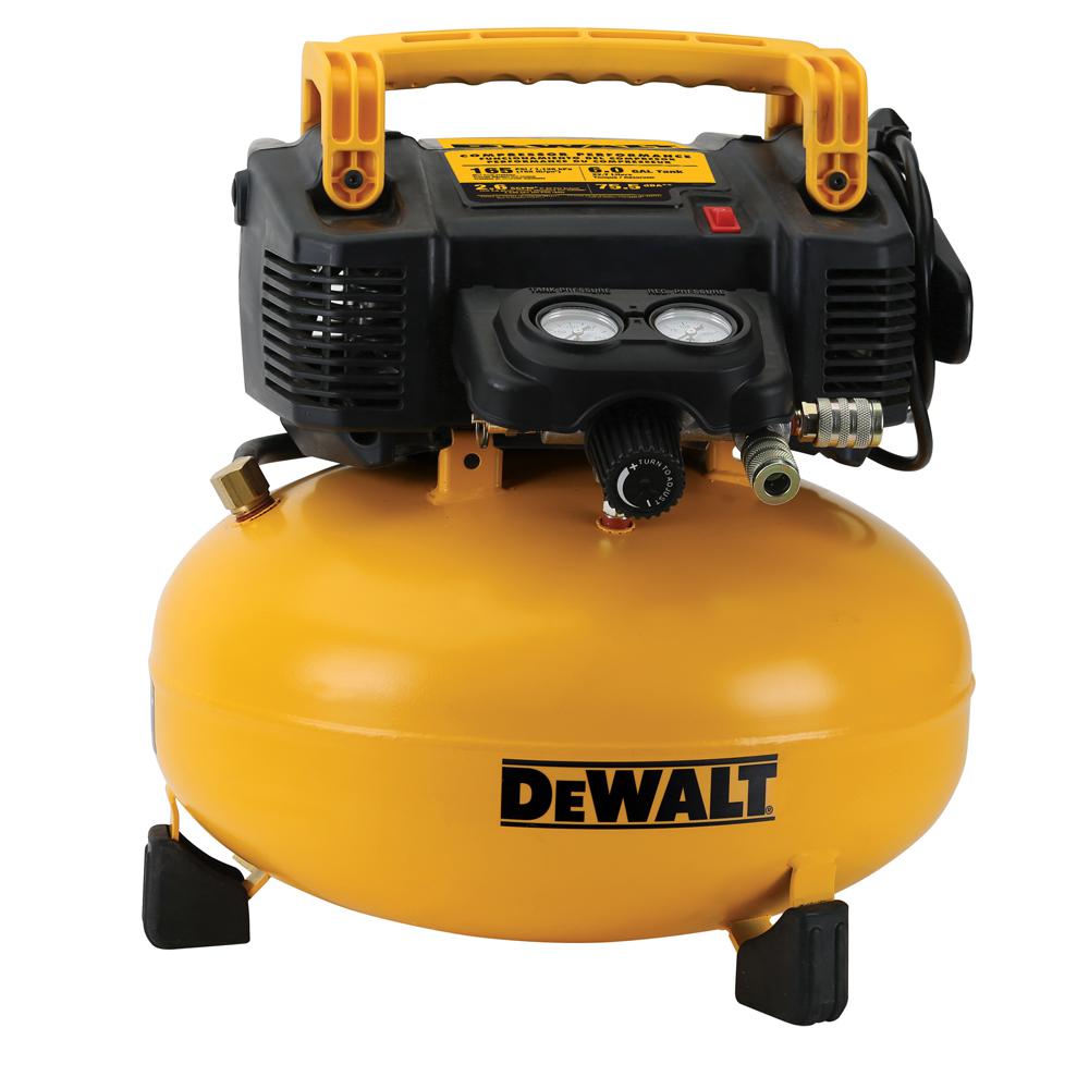 Dewalt 6 Gal Portable Electric Air Compressor With Bonus Brad Nailer Dwfp55126wbn The Home Depot Dewalt 6 Gal Portable Electric Air