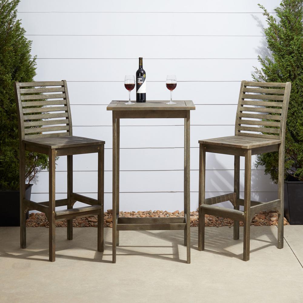 Vifah Renaissance Hand Ssed 3 Piece, Outdoor Bar Height Wood Table And Chairs
