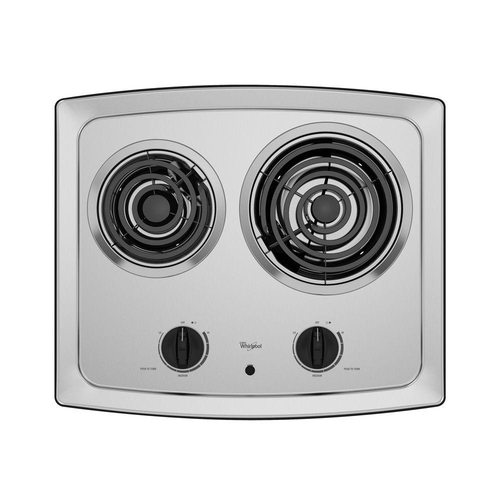 Whirlpool 21 in. Smooth Coil Electric Cooktop in Stainless Steel with 2
