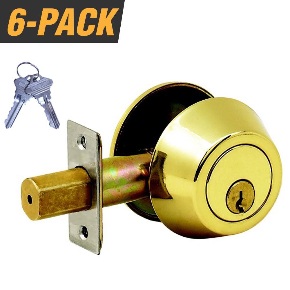 Grip Tight Tools Brass Grade 3 Door Lock Single Cylinder Deadbolt