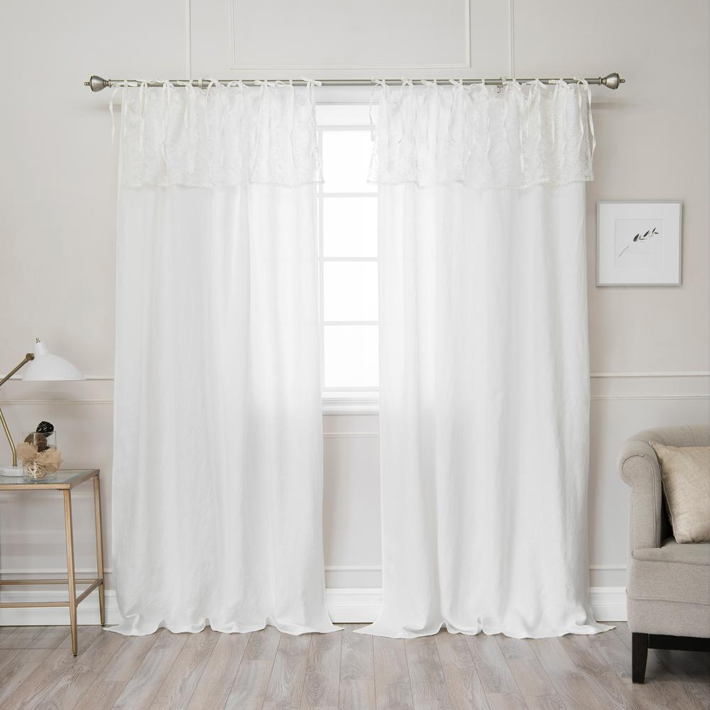 white tie top curtains short