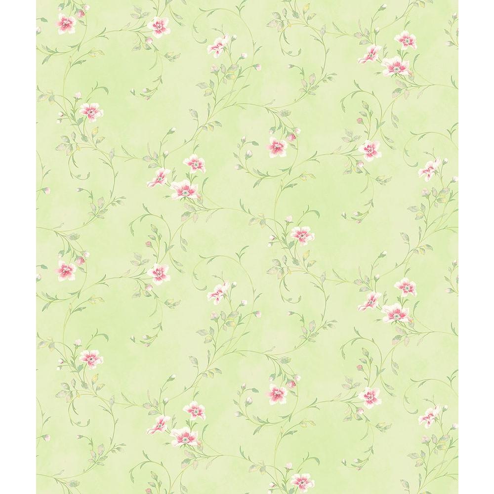 Capri Mint Floral Scroll Wallpaper