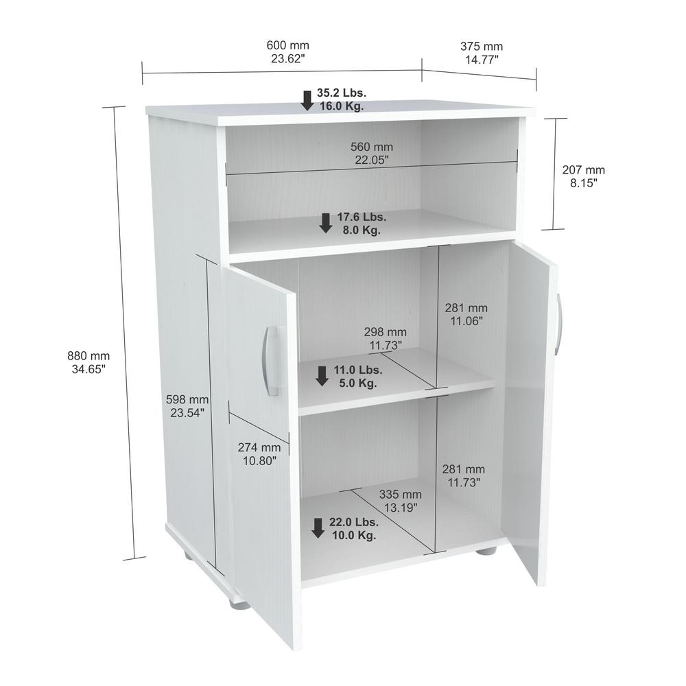 Inval 23.62x14.96x32.87 in. Microwave Storage Utility in