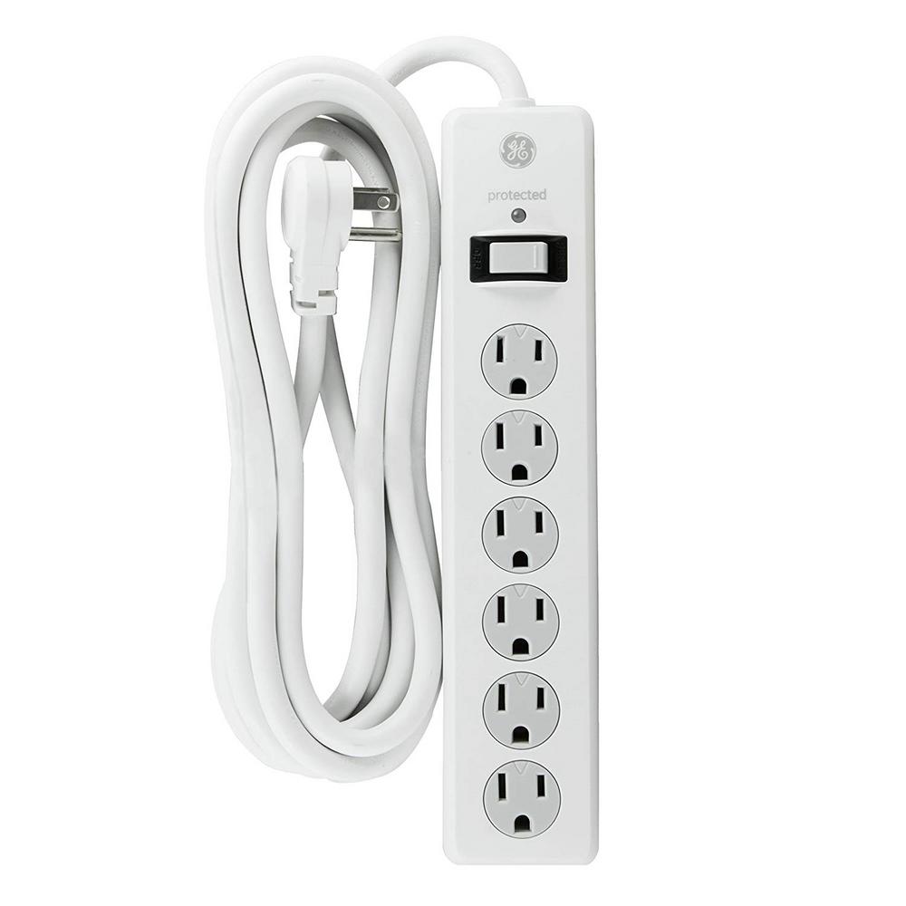 GE 6Outlet Surge Protector with 8 ft. Extension Cord, White14014