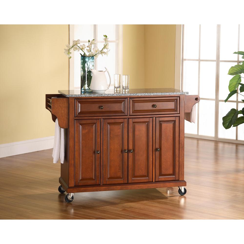 Crosley Cherry Kitchen Cart With Granite Top Kf30003ech
