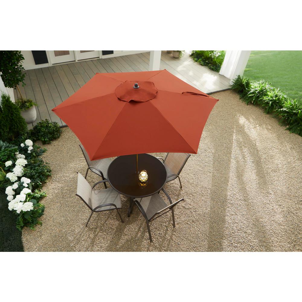 Hampton Bay 7 5 Ft Steel Market Outdoor Patio Umbrella In Chili Red Brickseek