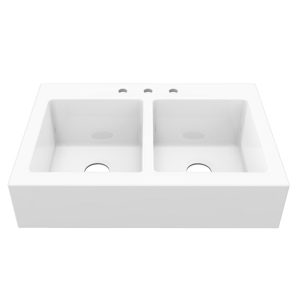 Sinkology Josephine Quick Fit Drop In Farmhouse Fireclay 33 85 3 Hole Double Bowl Kitchen Sink Crisp White Sk453 34fc The Home Depot - Drop In Farm Sink Home Depot Sinkology Josephine Quick Fit Drop In Farmhouse Fireclay 33 85 3 Hole Double Bowl Kitchen Sink Crisp White Sk453 34fc The Home Depot - Drop In Farm Sink Home Depot
