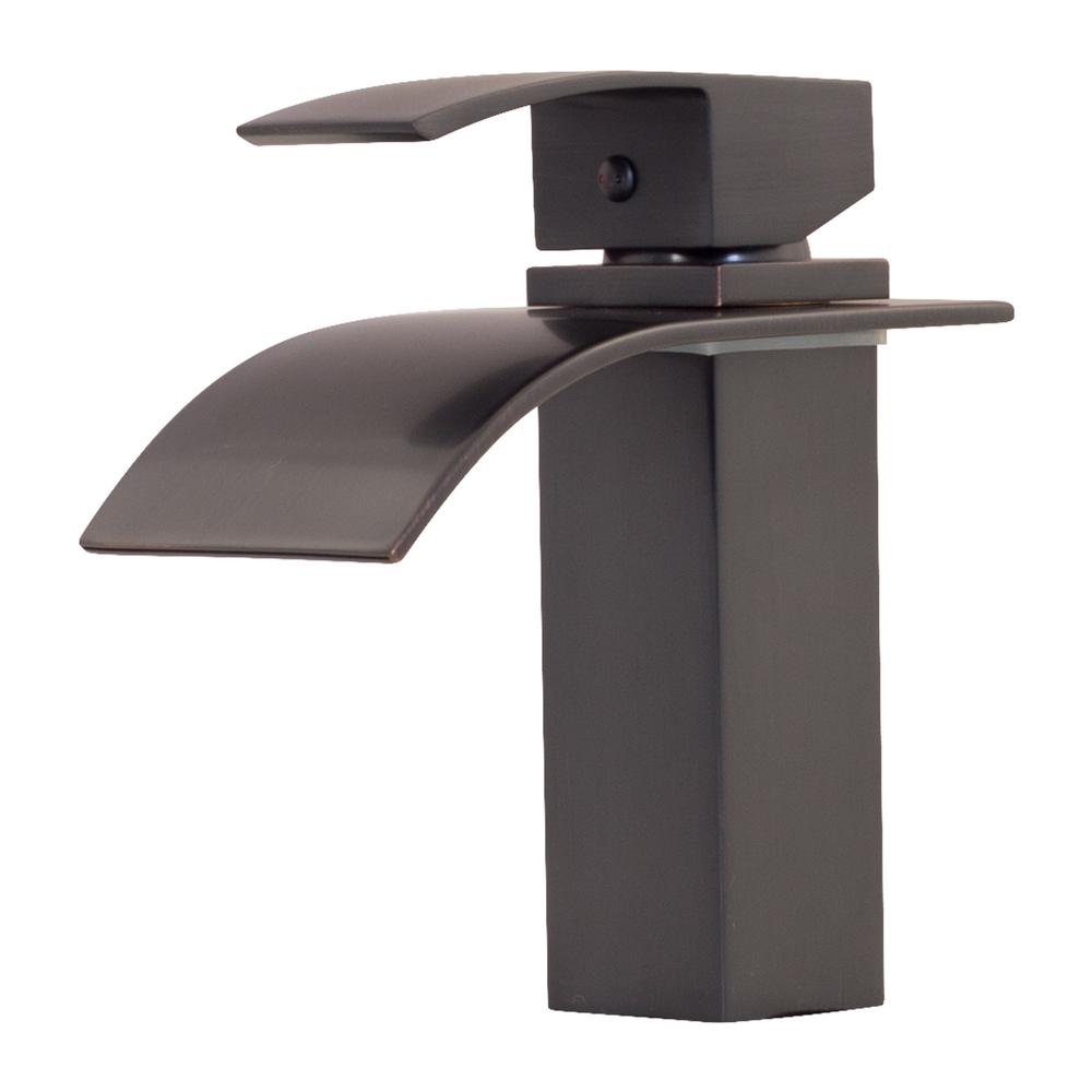 Novatto Remi Single Hole SingleHandle Lav Bathroom Faucet with Waterfall Spout in Oil Rubbed