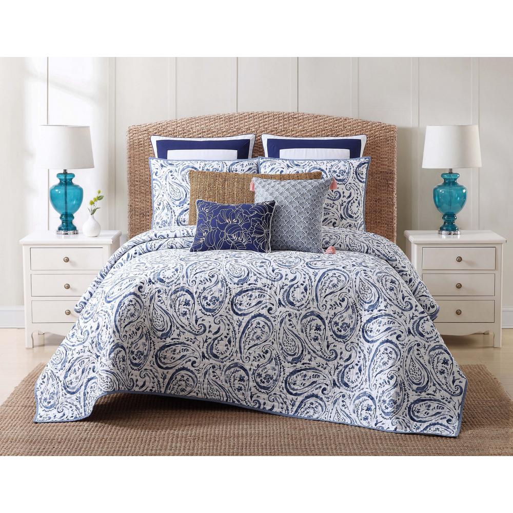 Oceanfront Resort Indienne 3 Piece Blue And White Print Paisley